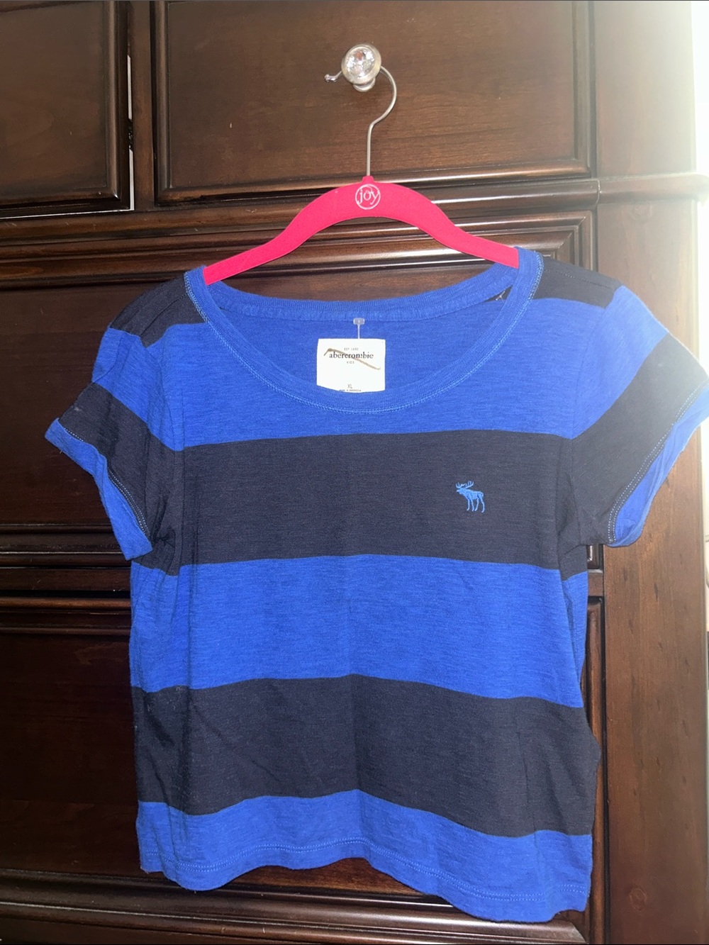 abercrombie kids Blue & Black Striped Short Sleeve Tee